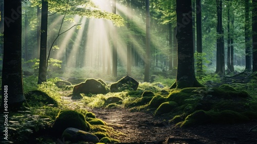 Beautiful morning in a magical summer forest. Beautiful morning in the forest