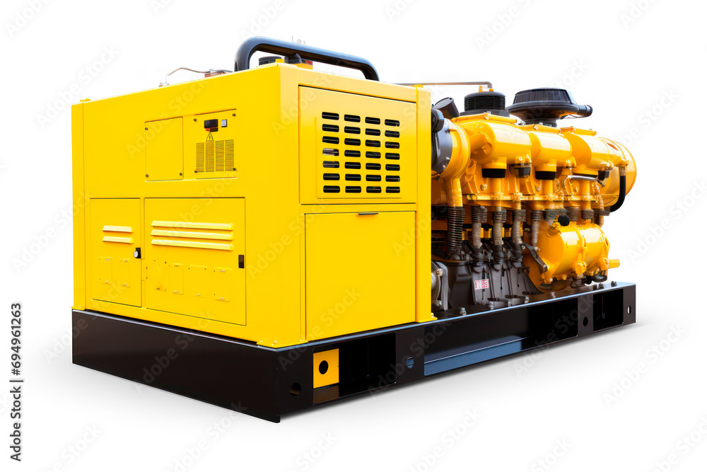 Portable gas or diesel generator on transparent background, png file