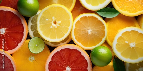 Bright display of different citrus fruits  sorted by color.