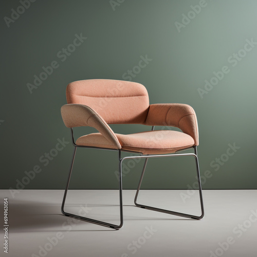 A chair with elegant shapes  a comfortable seat and backrest made of a soft melange textured fabric created with Generative Ai