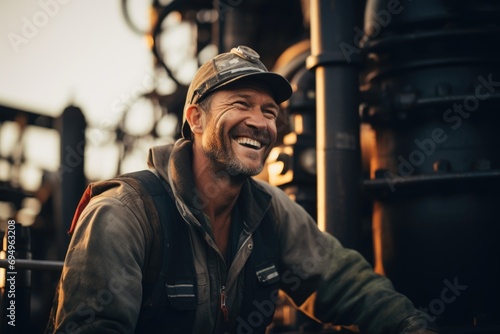 Portrait of a middle aged man on offshore oil rig