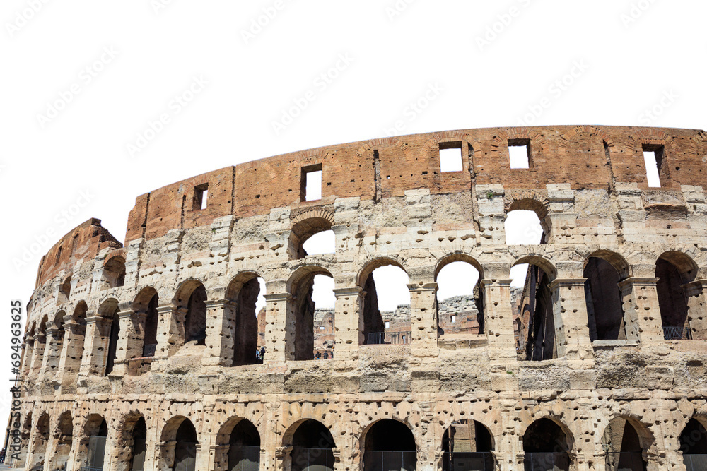 Colosseum isolated on white transparent, Rome Italy, PNG. 