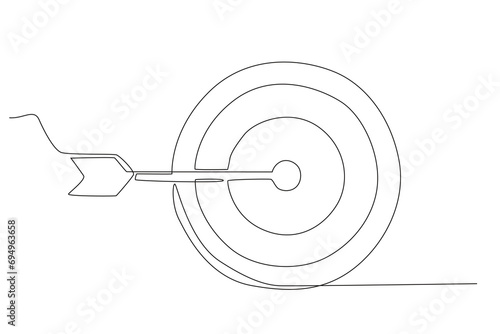 An arrow hits the target. Business goal one-line drawing