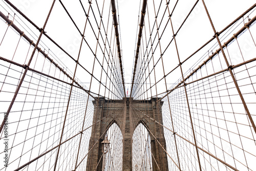 Brooklyn Bridge isolated on white transparent, New York city, Manhattan. PNG photo