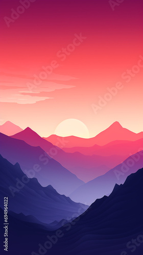 mountain peak landscape, minimal flat illustration created with Generative Ai