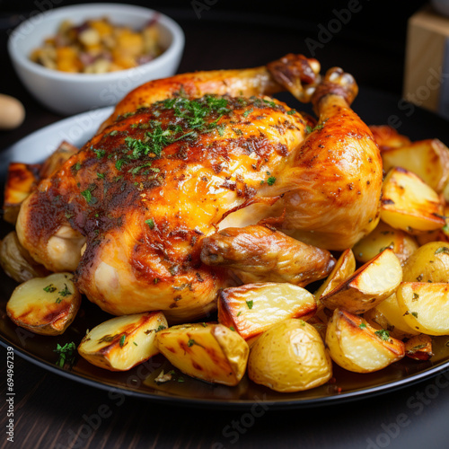 Roasted Chicken With Potatoes.