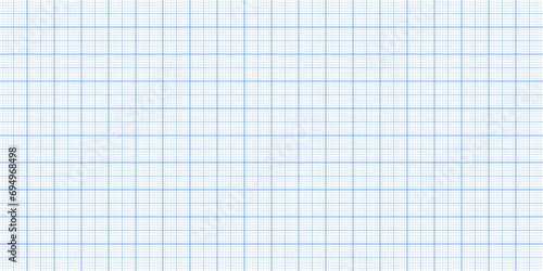 Sheet of graph paper with grid. Millimeter paper texture, geometric pattern. Blue lined blank for drawing, studying, technical engineering or scale measurement. Vector illustration photo