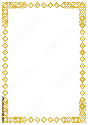 Golden vector frame with arabesques and orient elements, frame with ornament vector illustration	