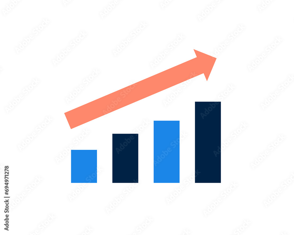 Isolated an arrow showing a growth graph vector illustration in flat style design. Isolated an arrow showing a growth graph vector illustration in flat style design.
