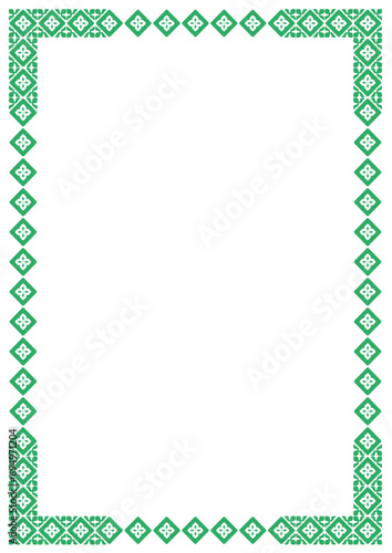 Green Vector frame with arabesques and orient elements, frame with ornament vector illustration	