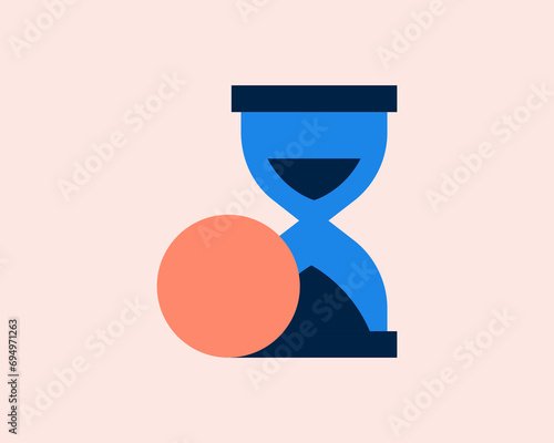Hourglass and coin vector illustration in flat style design.	