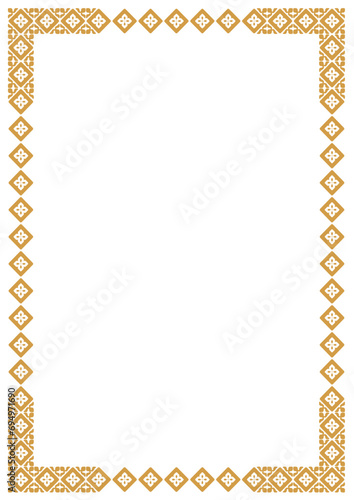Golden vector frame with arabesques and orient elements, frame with ornament vector illustration	