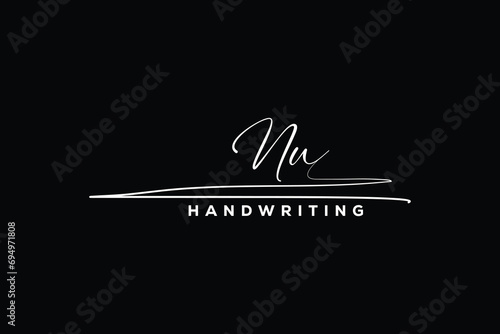 NU initials Handwriting signature logo. NU Hand drawn Calligraphy lettering Vector. NU letter real estate, beauty, photography letter logo design. photo