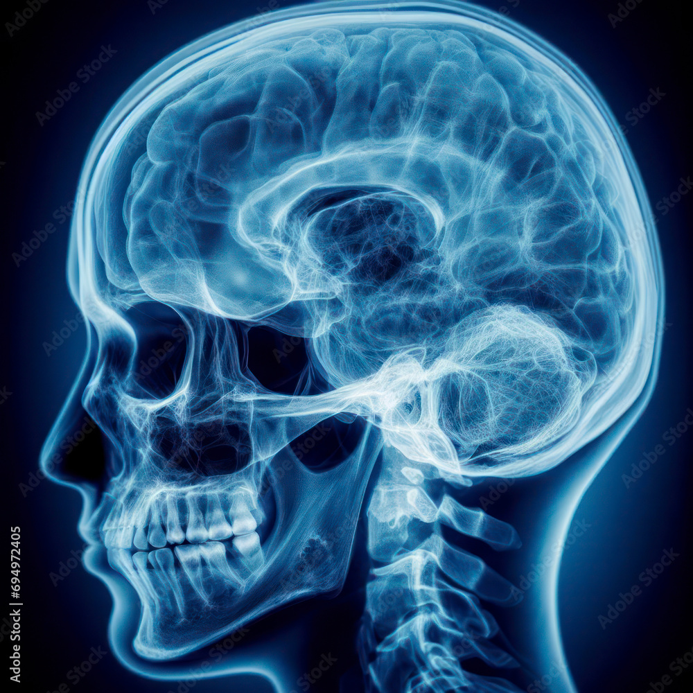 X-ray image of a head. ai generative X-ray image of a head. ai generative