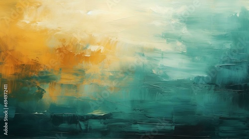 Abstract grunge-style background, hand-painted in brown, green, yellow and dark blue