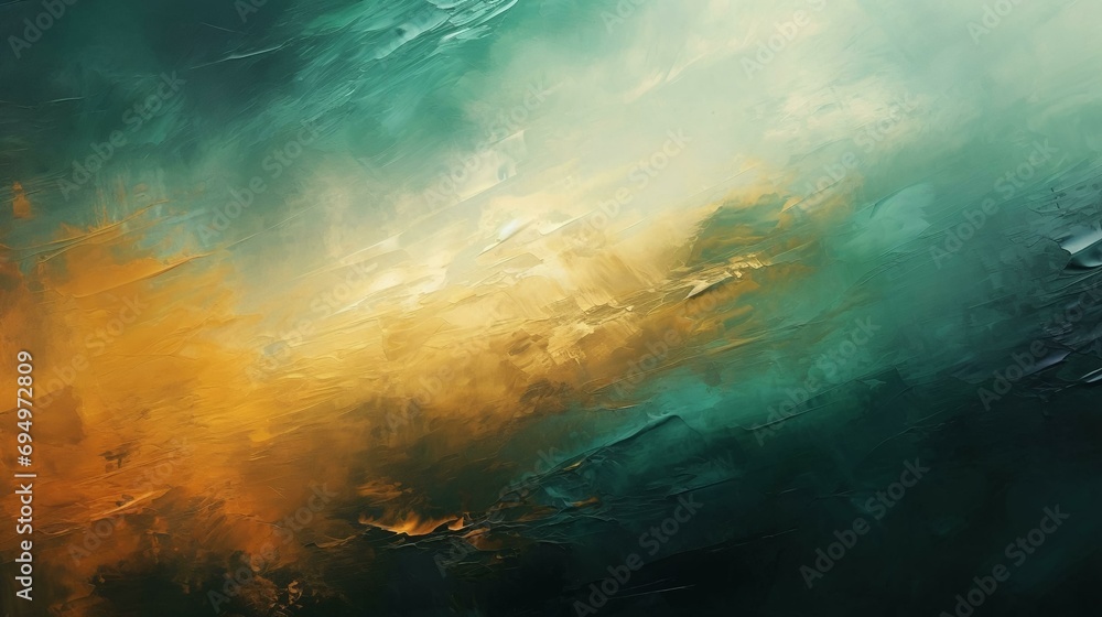 Naklejka premium Abstract yellow-green grunge background, hand-painted in brown, green, yellow and dark blue