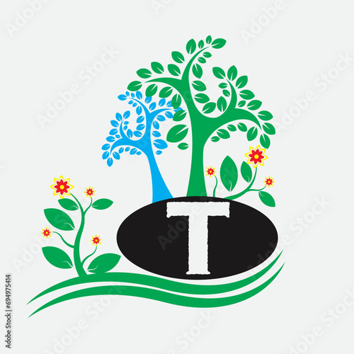 modern and professional 'T' letter logo with tree design for company, brand and more others business
 photo