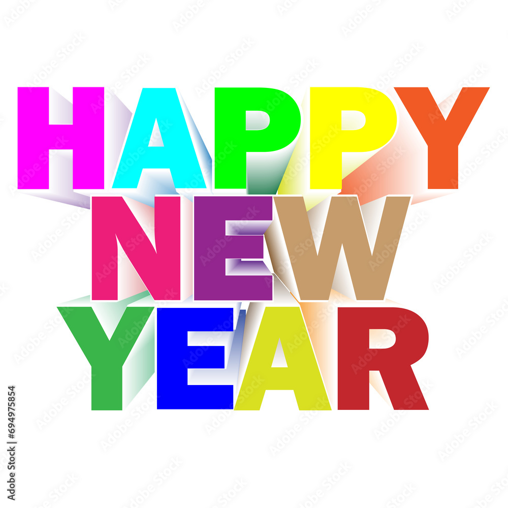 happy new year 3D text png