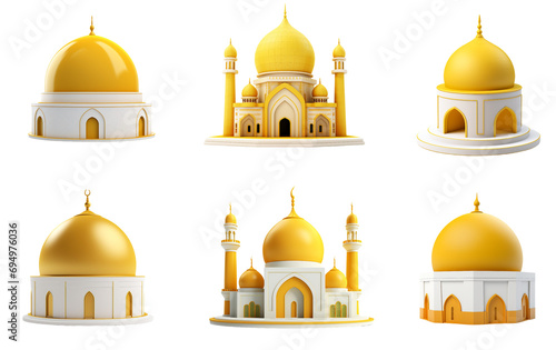 Yellow and White Mosque Dome. Ramadan Blessings