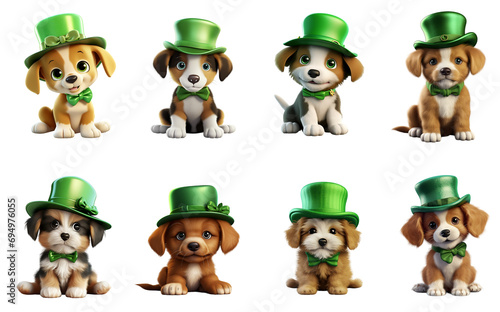 Cute Dog Wearing a Green Hat. St. Patrick's Day Celebration