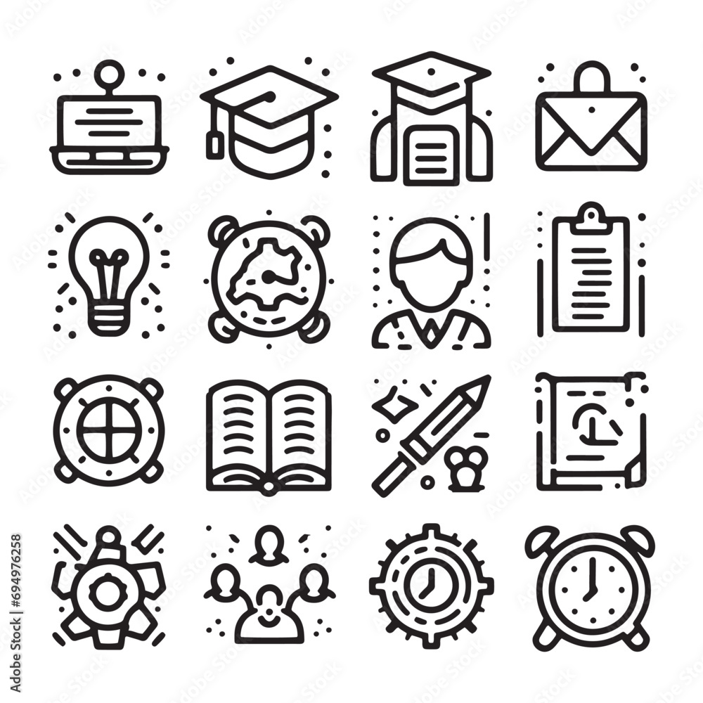 Study educational icons set: Vector illustrations of sleek and modern educational symbols
Study educational icons set: Vector illustrations of sleek and modern educational symbols