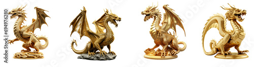 Gold Dragon Statue. Chinese New Year Elegance