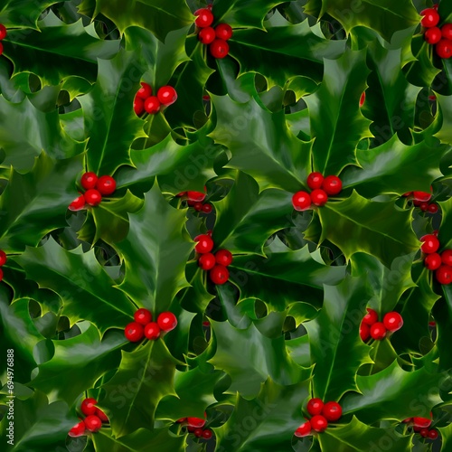 Green leaves with red berries