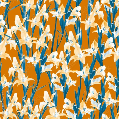 Orange and blue lilies 