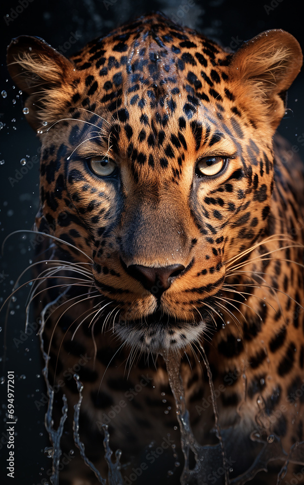 leopardo mamifero poderoso molhado leopardo mamifero poderoso molhado