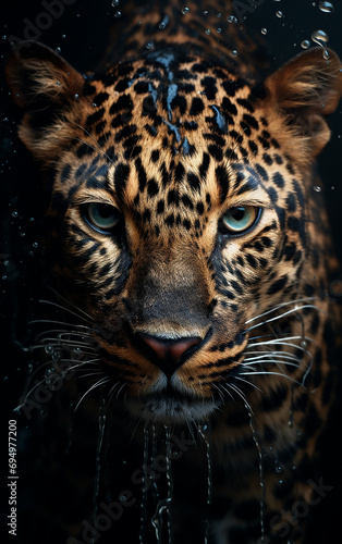 leopardo mamifero poderoso molhado 