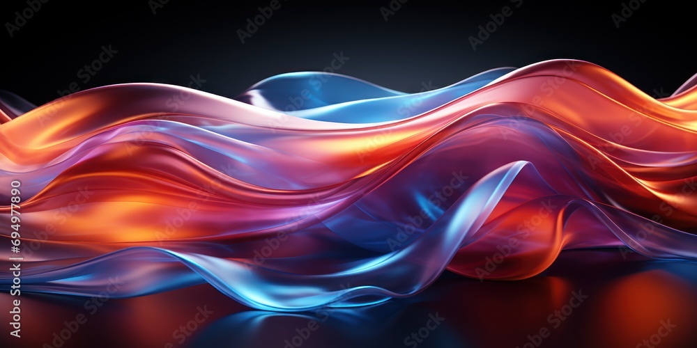 Obraz premium Vibrant light ribbons on dark background