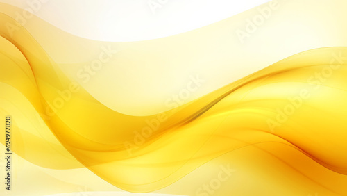 Abstract transparent yellow waves design with smooth curves and soft shadows on clean modern background. Fluid gradient motion of dynamic lines on minimal backdrop