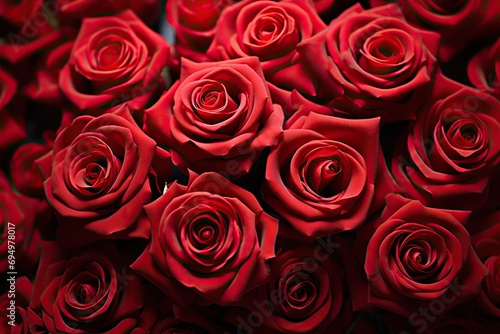 Crimson Elegance A Mesmerizing Red Rose Background  Capturing the Timeless Symbol of Love and Passion in a Botanical Tapestry. created with Generative AI