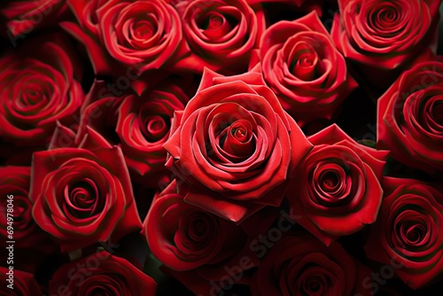 Crimson Elegance A Mesmerizing Red Rose Background  Capturing the Timeless Symbol of Love and Passion in a Botanical Tapestry. created with Generative AI