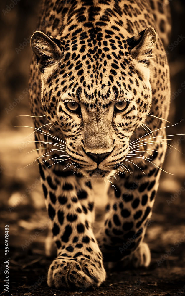 Fototapeta premium leopardo sépia 