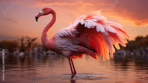 Flamingo curls into an elegant form.