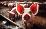 Pig farms, large-scale livestock production, pigs in pens, meat industry