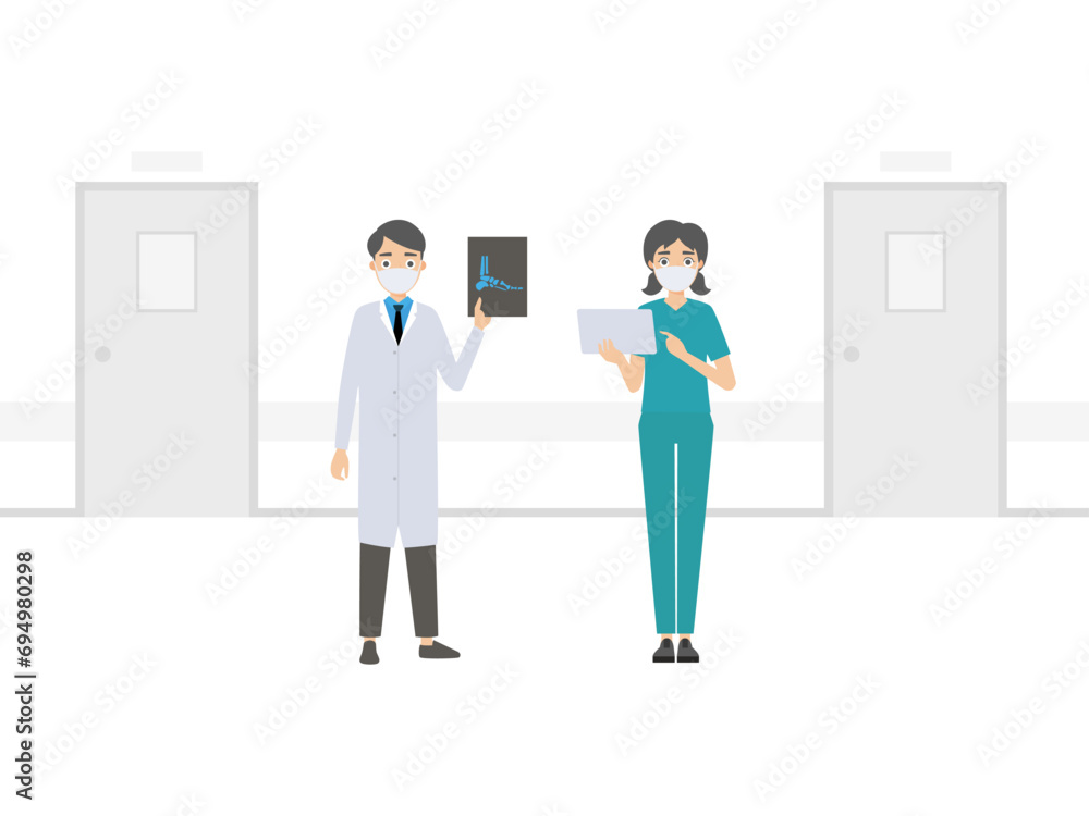 Cartoon doctor and nurse images in the hospital Cartoon doctor and nurse images in the hospital