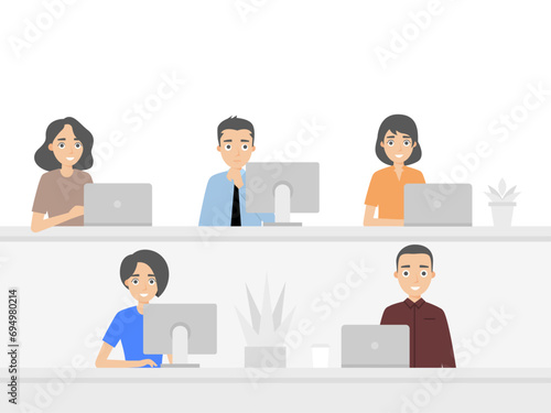 The team is busy at work in the office