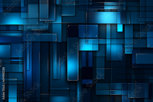 Abstract frame of blue geometric pattern shapes