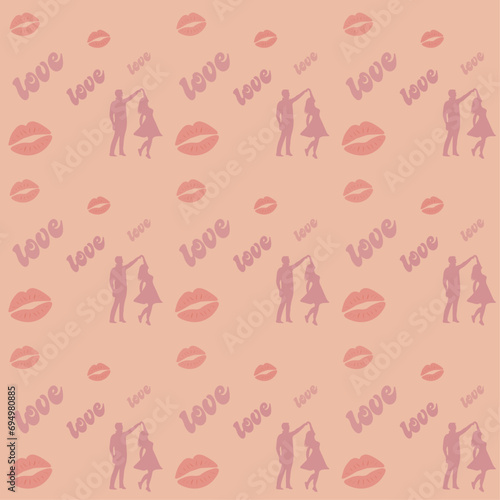 romantic seamless pattern with kisses