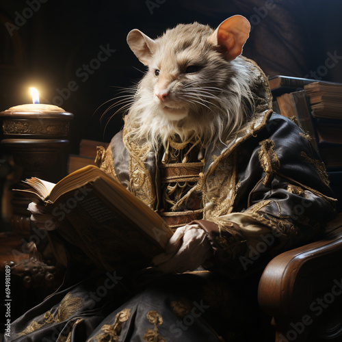 Bildungsbewusste Ratte in Aktion photo