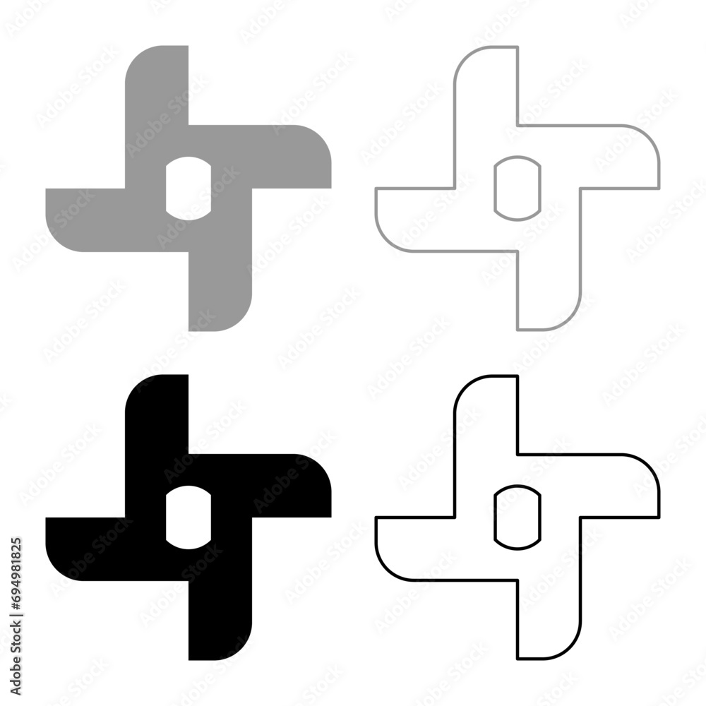 Knife for meat grinder mincer chopper accessory spare component part set icon grey black color vector illustration image solid fill outline contour line thin flat style Knife for meat grinder mincer chopper accessory spare component part set icon grey black color vector illustration image solid fill outline contour line thin flat style
