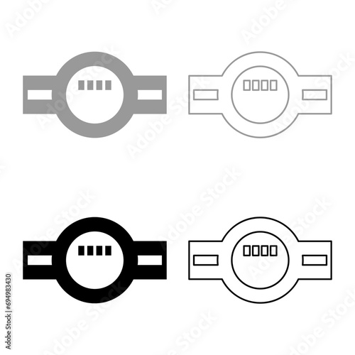 Water meter measuring sanitary equipment set icon grey black color vector illustration image solid fill outline contour line thin flat style