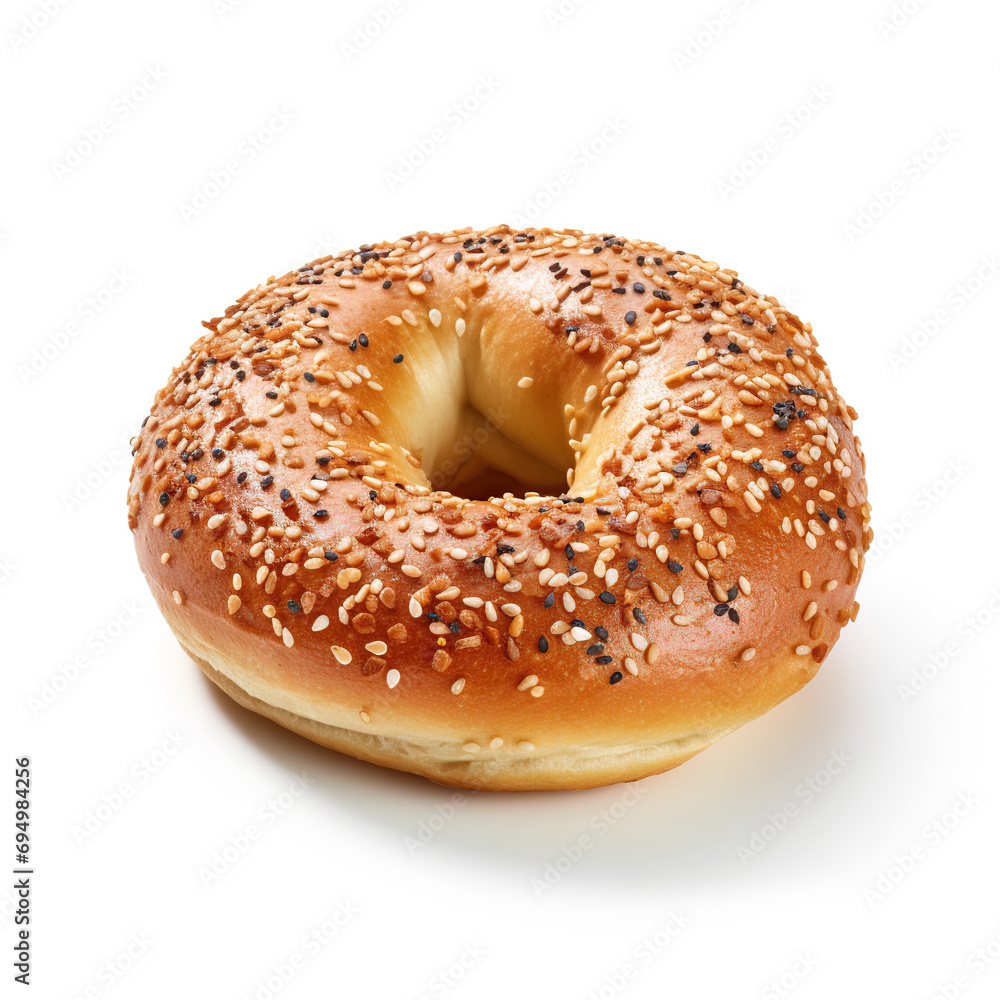 fresh bagel bread isolated on white background