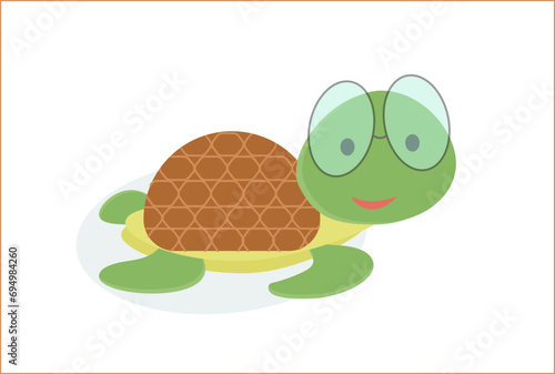 Turtle in glasses in flat design