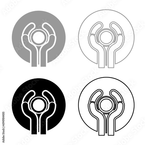 Pottery craft art workshop concept potter sculpts clay pot on potter's wheel use hand arm ceramist idea set icon grey black color vector illustration image solid fill outline contour line thin flat 