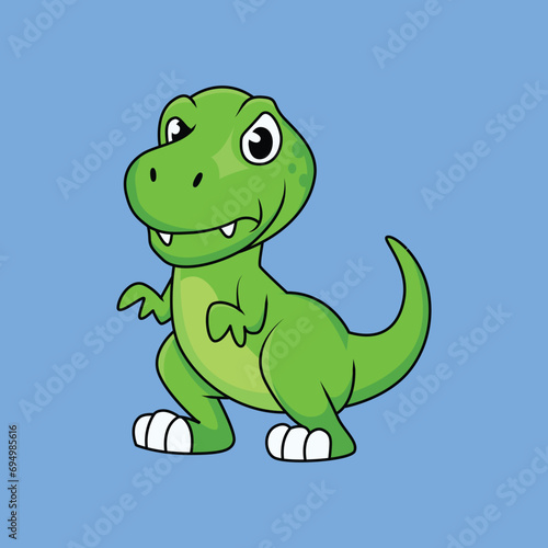 Cute angry dinosaur  Cartoon Sticker vector Stock Illustration