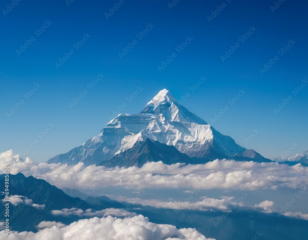 Himalayan mountain top above the clouds. Mountains seem so close, offering epic views of the legendary peaks 