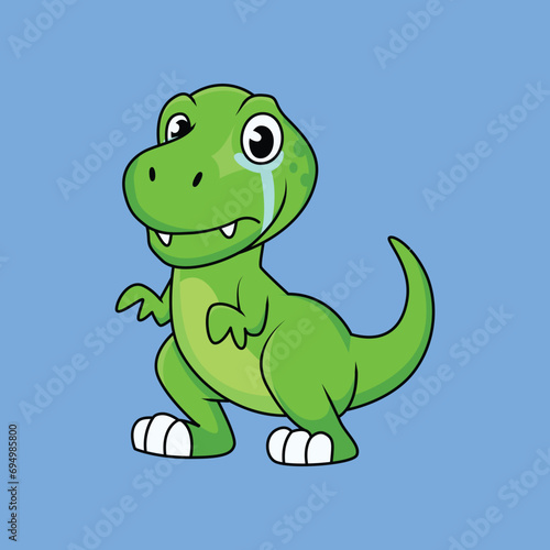 Cute dinosaur crying Cartoon Sticker vector Stock Illustration